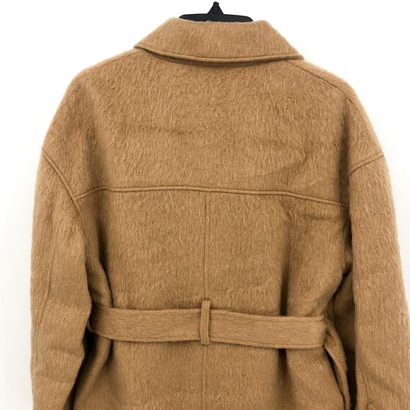 TOPSHOP Women's Brushed Shacket Size 2 Tan Camel Belted Long Sleeve NWT - Picture 9 of 13